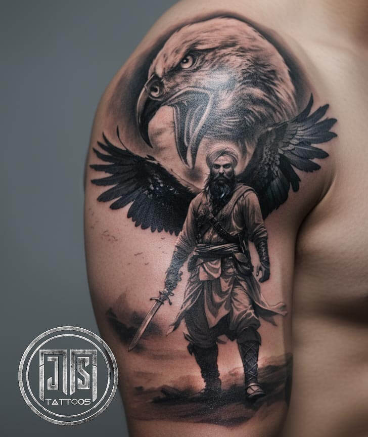 Sikh Warrior tattoo realism Delhi